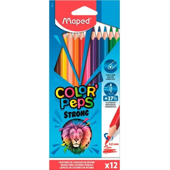 Lápis de Cor 12 Cores Strong Color Peps Maped