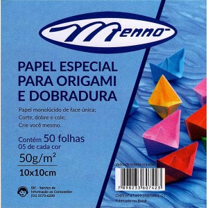Papel Especial para Origami e Dobradura 10x10cm 50fls Menno