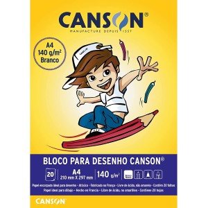 Bloco de Desenho A4 Branco 140g 20fls Canson