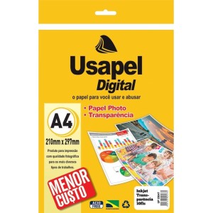 Transparência A4 Jato de Tinta Sem Tarja 10 Folhas Usapel
