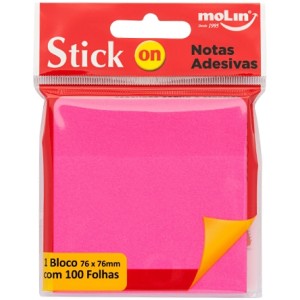 Notas Adesivas 76mm x 76mm - Magenta 100 Folhas Molin