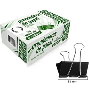 Prendedor de Papel 51mm Preto c/12 ACC