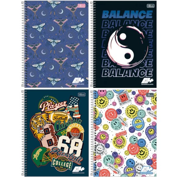 Caderno Quadriculado 1x1cm D+ 96fls Tilibra