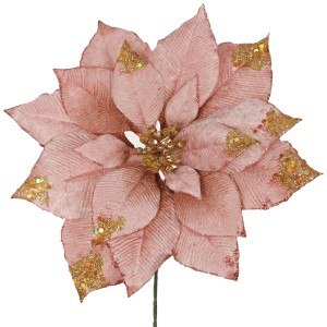 Enfeite Natalino Haste Bico de Papagaio com Glitter Rosé 29cm 30609 Grillo