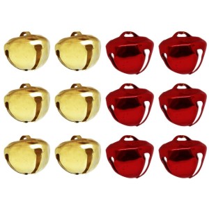 Enfeite Natalino Sino Guizo Mix Dourado/Vermelho 2,5cm c/12 Magizi