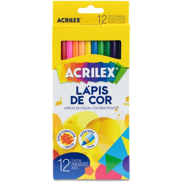 Lápis de Cor 12 Cores Hexagonal Acrilex