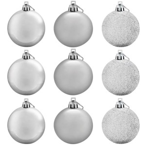 Bola de Natal 6cm Prata Mista c/9 Magizi