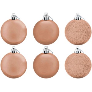 Bola de Natal 8cm Rosé Gold Mista c/6 Magizi