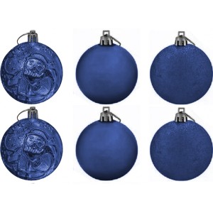 Bola de Natal 8cm Azul Decor Print Mix c/6 Magizi