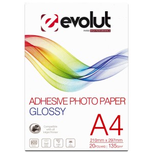 Papel Fotográfico Adesivo A4 High Glossy 135g 20 Folhas Evolut