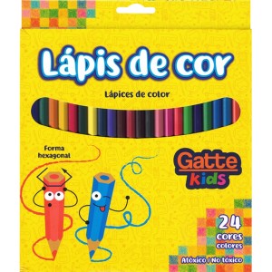 Lápis de Cor 24 Cores Hexagonal Gatte