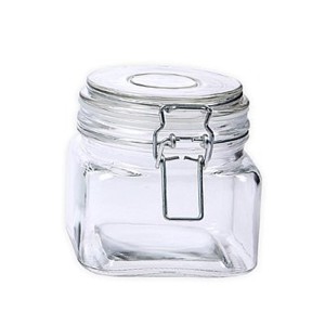 Pote de Vidro Quadrado 460ml - Sofistic com Trava e Tampa de Ferro Le Bianco