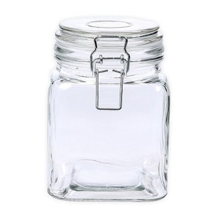 Pote de Vidro Quadrado 910ml - Sofistic com Trava e Tampa de Ferro Le Bianco