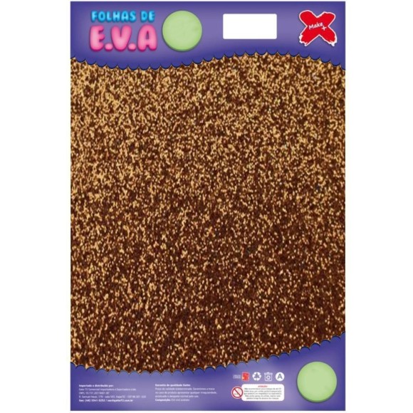 Placa de EVA com Glitter 40x60cm - Marrom c/5