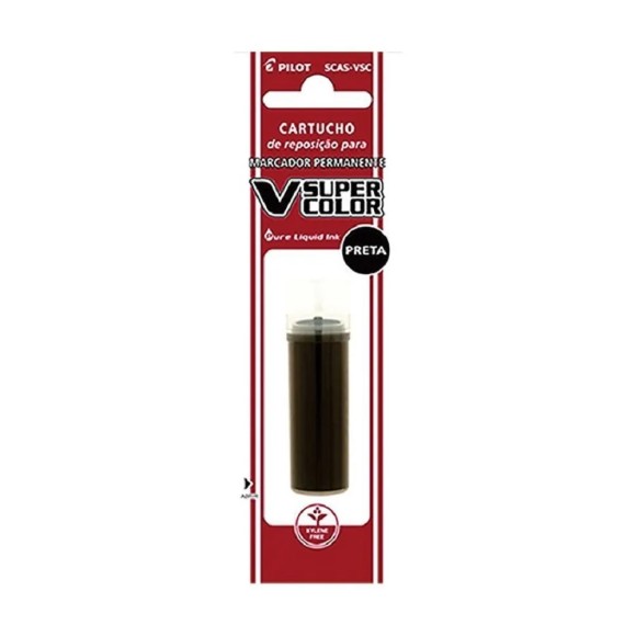 Refil para Pincel Marcador Permanente V-Super Color Preto Pilot