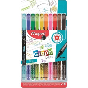 Caneta Fineliner 0.4mm Graph Peps c/10 Cores Maped