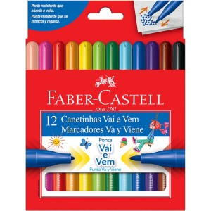 Canetinha Hidrográfica 12 Cores Vai e Vem Faber Castell