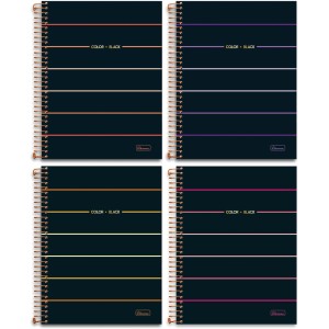 Caderno 10 Matérias Color Black Feminino 160fls Cadersil
