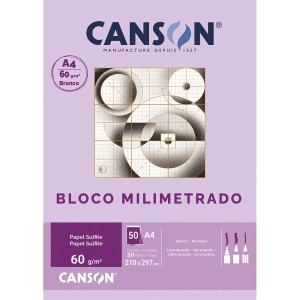 Papel Milimetrado A4 60g 50 Folhas Canson