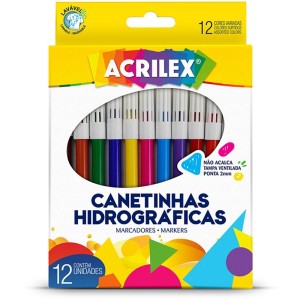 Canetinha Hidrográfica 12 Cores Acrilex