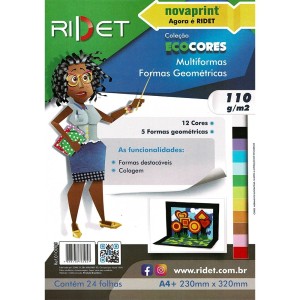 Bloco Ecocores A4 Multiformas Formas Geométricas 110g 24fls Ridet