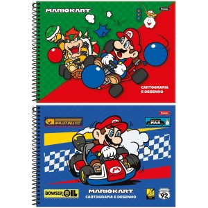 Caderno de Cartografia Super Mario Bros 80 Folhas Foroni