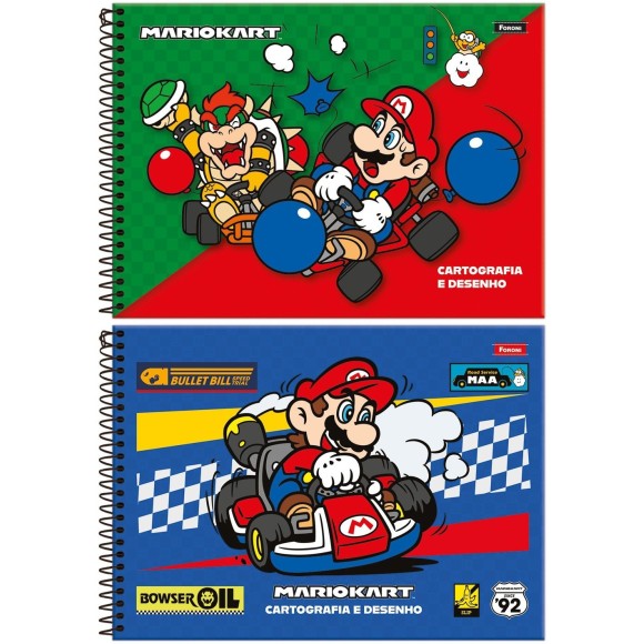 Caderno de Cartografia Super Mario Bros 80 Folhas Foroni