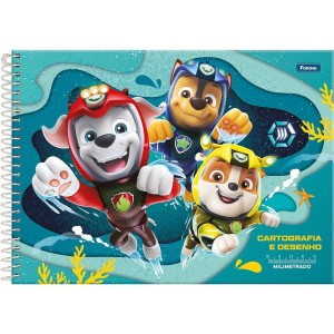 Caderno de Cartografia Milimetrado Patrulha Canina 80 Folhas Foroni