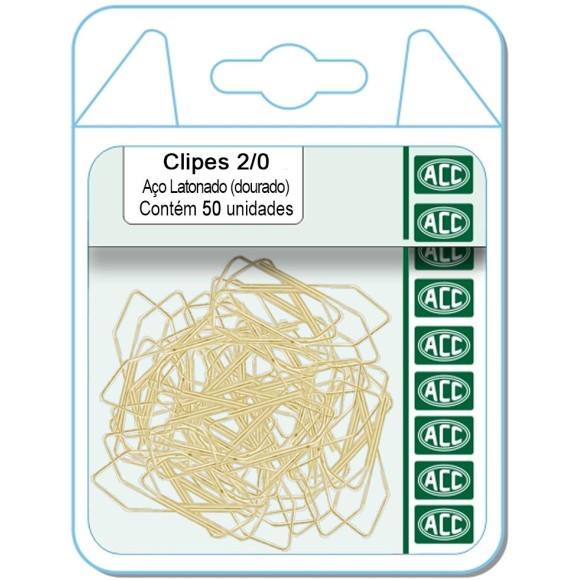 Clips 2/0 Aço Latonado Dourado c/50 ACC