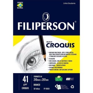 Bloco de Desenho A4 Croquis Manteiga 41g 50fls Filiperson