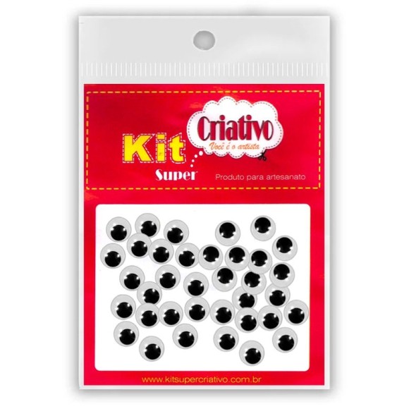 Olhos Móveis 07mm c/40 Kit Super Criativo