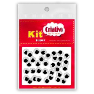 Olhos Móveis 08mm c/40 Kit Super Criativo