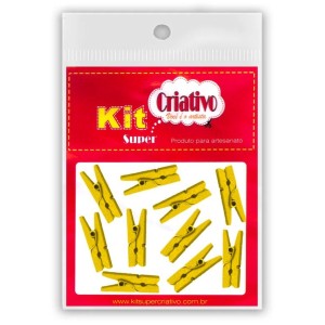 Mini Pregador 25mm - Amarelo c/10 Kit Super Criativo