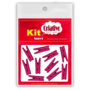 Mini Pregador 25mm - Rosa Escuro c/10 Kit Super Criativo