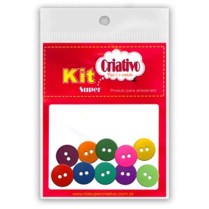 Botões Coloridos 11mm c/20 Kit Super Criativo