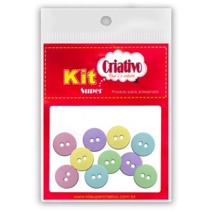 Botões Tons Pastéis 11mm c/10 Kit Super Criativo