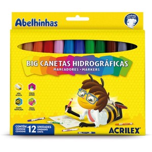 Canetinha Hidrográfica 12 Cores Jumbo Acrilex