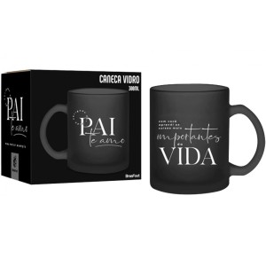 Caneca Vidro Diamond 300ml - Pai Meu Maior Exemplo Brasfoot