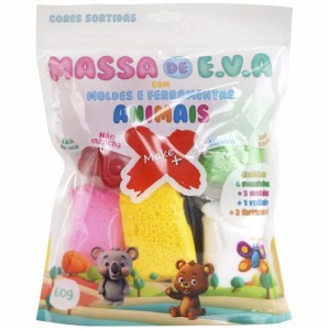 Kit Massinha de EVA com Moldes e Ferramentas 60g - Animais Make+