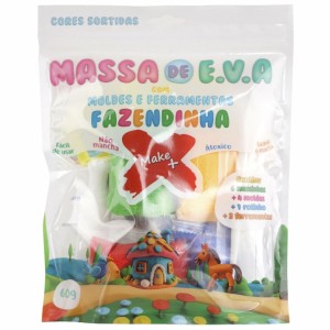 Kit Massinha de EVA com Moldes e Ferramentas 60g - Fazendinha Make+