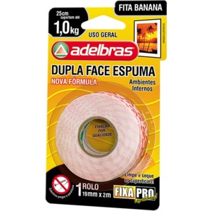 Fita Dupla Face Espuma 1Kg - 19mm x 2m Adelbras