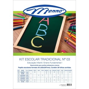 Kit Escolar Tradicional N3 A3 38 Folhas Menno