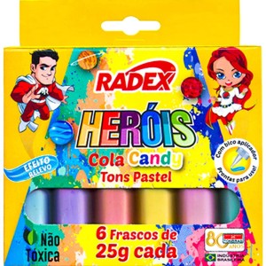 Cola Colorida 6 Cores Pastel 25g Radex