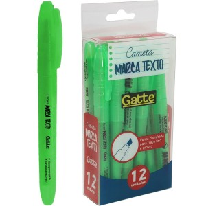 Marca Texto Verde Fluorescente c/12 Gatte
