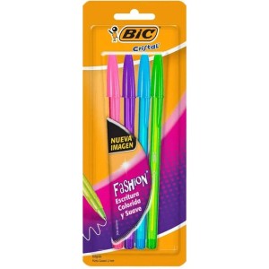 Caneta Esferográfica 1.2mm Cristal Fashion c/4 Cores Bic