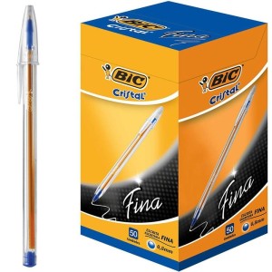 Caneta Esferográfica 0.8mm Cristal Precisão Fina Azul c/50 Bic
