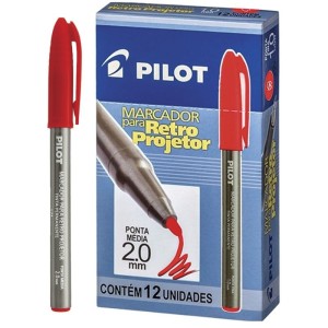Caneta Retroprojetor 2.0mm - Vermelha c/12 Pilot