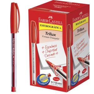 Caneta Esferográfica 1.0mm Trilux 032 Vermelha c/50 Faber Castell