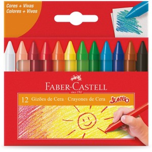 Giz de Cera 12 Cores Jumbo Faber Castell